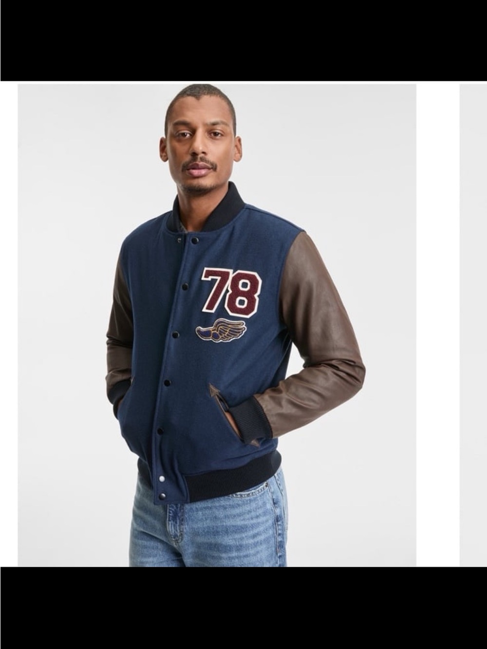 NWT sun+stone men’s Harris varsity bomber jacket size medium MSRP $180